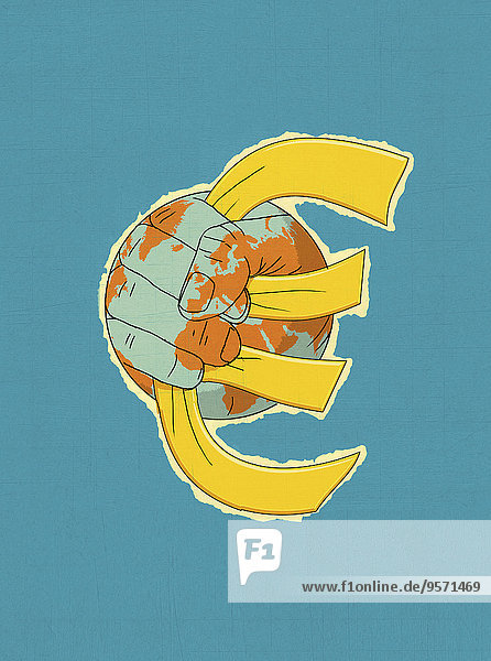 Globale Faust zerquetscht Eurosymbol
