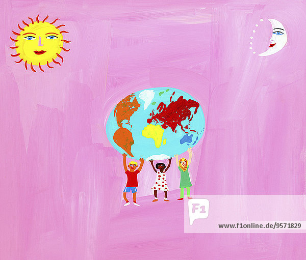 Kinder halten den Globus