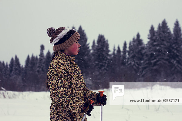Europäer Junge - Person Landschaft Schnee Skisport querfeldein Cross Country