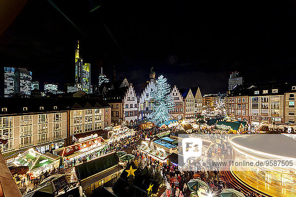 Deutschland  Hessen  Frankfurt  Weihnachtsmarkt bei Nacht