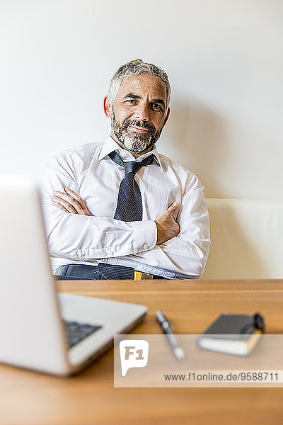 Porträt eines lächelnden Geschäftsmannes in seinem Home Office