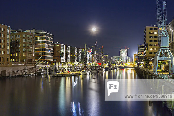 Germany  Hamburg  Full Moon over the HafenCity