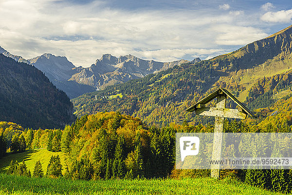 Deutschland  Bayern  Allgäu  Allgäuer Alpen  Oberstdorf  Kreuz im Oytal  Stillachtal im Hintergrund