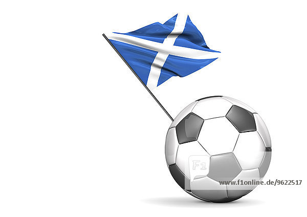 Fußball mit Flagge von Schottland  3D Rendering