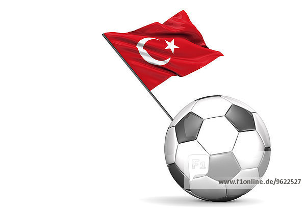 Fußball mit Flagge der Türkei  3D Rendering