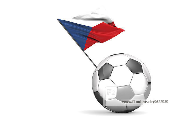 Fußball mit Flagge der Tschechischen Republik  3D Rendering