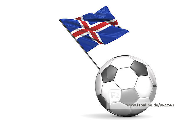 Flagge von Island auf Fußball  Illustration
