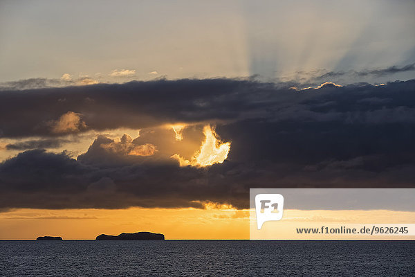 Pazifik  Galapagosinseln  Rabida  Kreuzfahrtschiff bei Sonnenaufgang