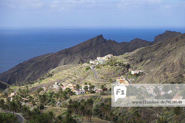 Spain  Canary Islands  La Gomera  Vallehermoso  View to Alojera