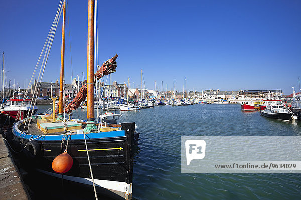 Fishing boats harbour Arbroath Scotland colourful