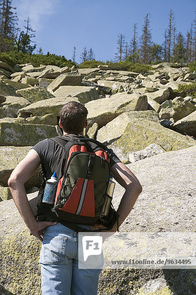 Mature man hiking in Bavarian Forest