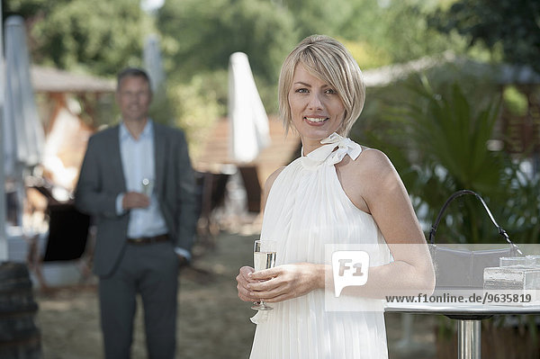 Man woman chic party date attractive garden
