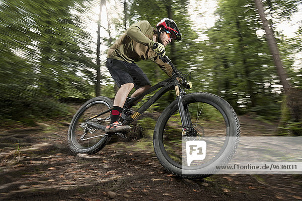 Mountain biker riding in a forest