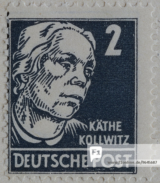Käthe Kollwitz deutsche Malerin Grafikerin und Bildhauerin Porträt deutsche Briefmarke 1948