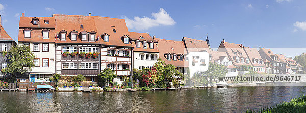 Ausblick über die Regnitz auf Klein-Venedig  Bamberg  Franken  Bayern  Deutschland  Europa
