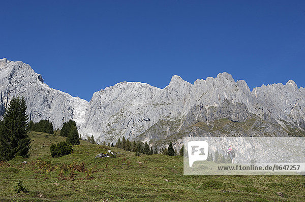 Alpine landscape with Hochkönig  hiking area  Mühlbach  Salzburg State  Austria  Europe