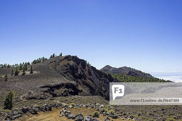 'Crater of Hoyo Negro volano on the ''Ruta de los Volcanes'' trail  Volcano Route  Cumbre Vieja Natural Park  La Palma  Canary Islands  Spain  Europe'