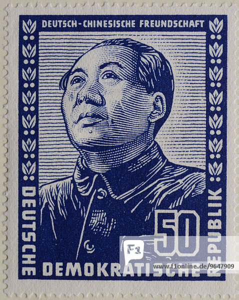 Mao Zedong kommunistischer Revolutionär und Gründungsvater der Volksrepublik China Porträt Briefmarke DDR 1951