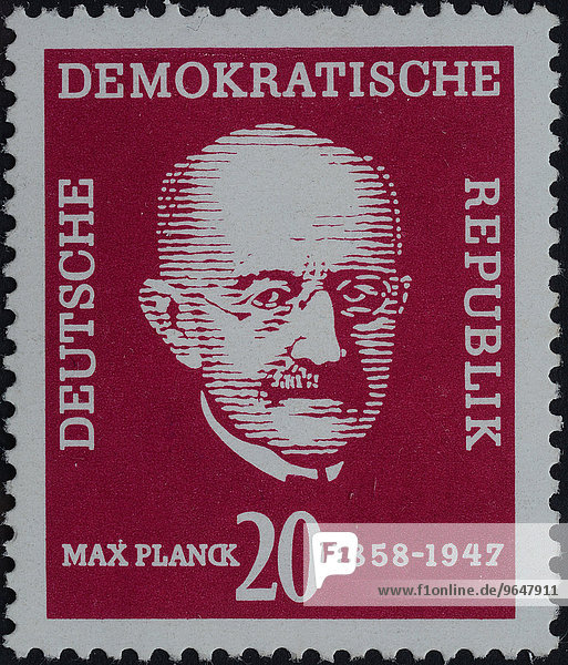 Max Planck deutscher theorethischer Physiker der Quantentheorie Nobelpreis für Physik 1918 Porträt Briefmarke DDR 1958