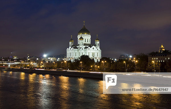 Christ-Erlöser-Kathedrale bei Nacht  Moskau  Russland  Europa