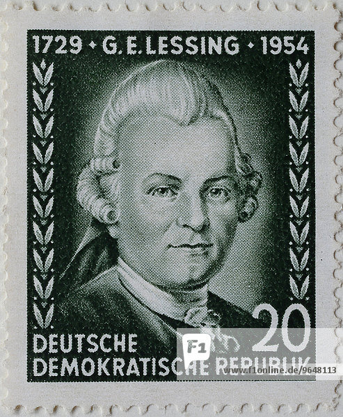 Gotthold Ephraim Lessing deutscher Schriftsteller Philosoph Publizist Schriftsteller und Kunstkritiker der Aufklärung Porträt Briefmarke DDR 1954