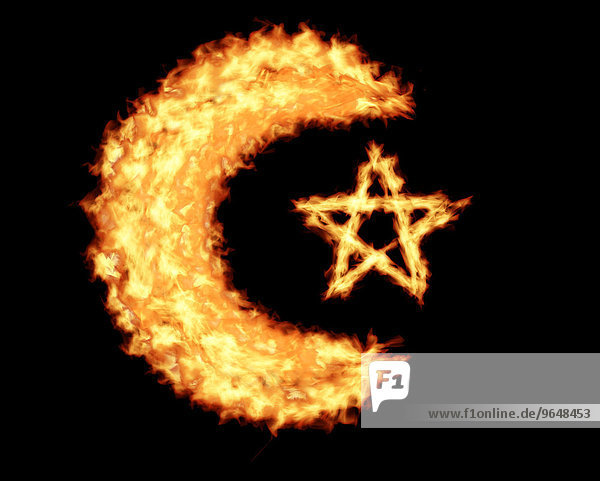 Hilal oder Mondsichel und fünfzackiger Stern  Islam-Symbol  Illustration