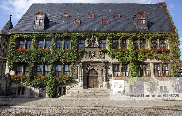 Renaissance-Rathaus  historische Altstadt  Quedlinburg  Harz  Sachsen-Anhalt  Deutschland  Europa