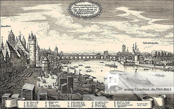Historische Stadtansicht von Frankfurt am Main  17. Jahrhundert  Deutschland  Europa