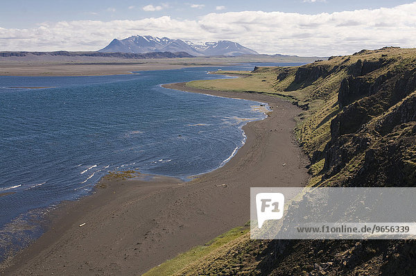 Typische Felslandschaft an der Küste  Halbinsel Vatnsnes  Island  Europa