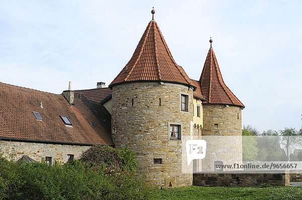Die Stadtmauer von Prichsenstadt  Unterfranken  Bayern  Deutschland  Europa