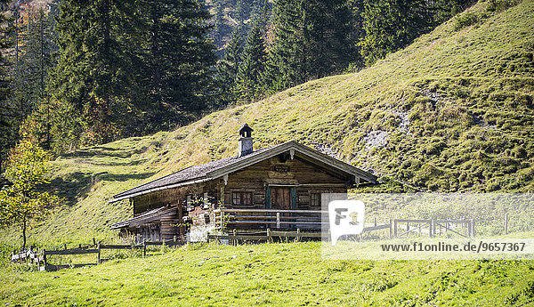 Alpine cabin  Valepp valley  Spitzingsee  Bavaria  Germany  Europe