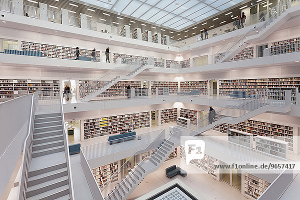 Galeriesaal,  Neue Stadtbibliothek am Mailänder Platz,  Architekt Prof. Eun Young Yi,  Stuttgart,  Baden-Württemberg,  Deutschland,  Europa