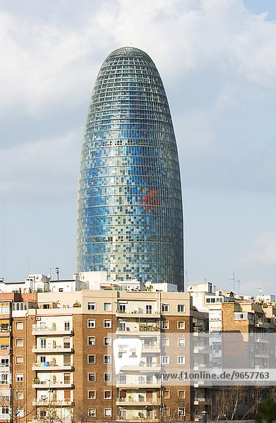 'Modernes Buerohochhaus ''Torre Agbar'' in Barcelona  Spanien  Europa'