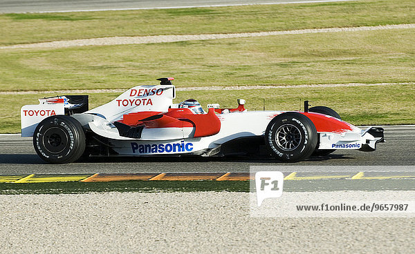 Jarno TRULLI  Italy  driving a Toyota TF108 Formula 1 racecar at the Circuit Ricardo Tormo racetrack near Valencia  Spain  Europe