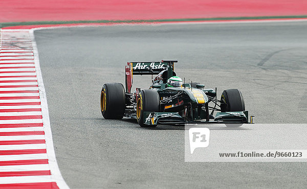 Heikki Kovalainen FIN im Lotus T128 Bolide bei Formel 1 Testfahrten auf dem Circuit de Catalunya nahe Barcelona Spanien Europa