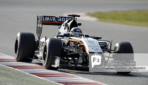 'Sergio ''Checo'' Perez MEX Force India VJM08 auf dem Circuit de Barcelona-Catalunya Montmelo Spanien Europa'