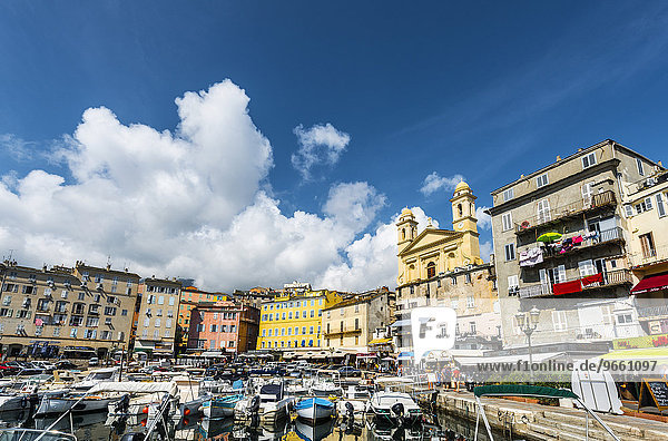 Altstadt und alter Hafen mit der Kirche Saint-Jean-Baptiste  Bastia  Korsika  Frankreich  Europa