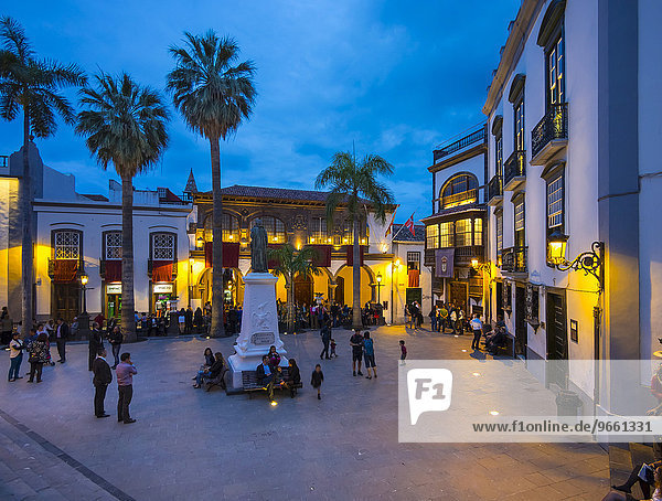 View from the church Iglesia Matriz de El Salvador onto the Plaza de España  Santa Cruz de La Palma  Canary Islands  Spain  Europe