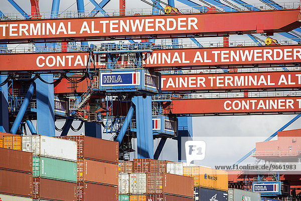 Containerterminal Altenwerder im Hamburger Hafen,  Süderelbe,  Hamburg,  Deutschland,  Europa