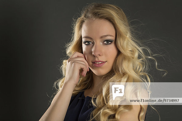 Young woman with long blond hair  portrait