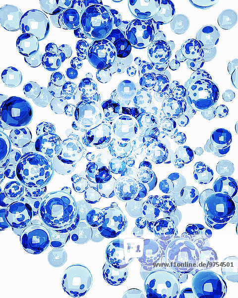 Schwebende blaue Glasblasen