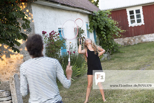 Mädchen Mutter - Mensch Badminton spielen