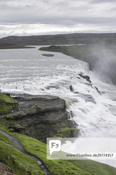 View of Gullfoss (Golden waterfall) on the Hvita River  Iceland  Polar Regions