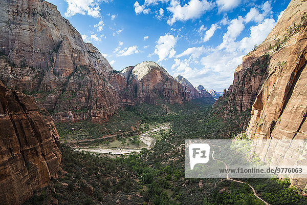 Nationalpark Amerika über Weg Steilküste Nordamerika Ansicht Verbindung landen Zion Nationalpark Utah