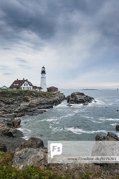 Portland Head Light  historic lighthouse in Cape Elizabeth  Maine  New England  United States of America  North America