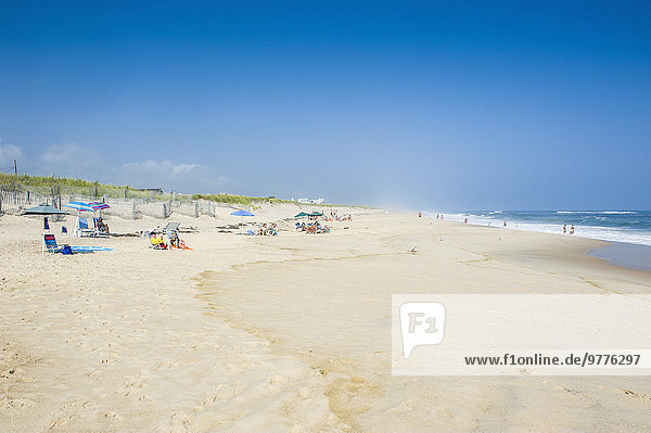 Long sandy beach in the Hamptons  Long Island  New York State  United States of America  North America