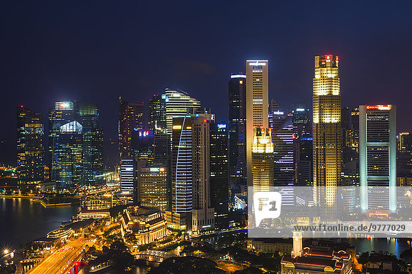 Downtown central financial district at night  Singapore  Southeast Asia  Asia