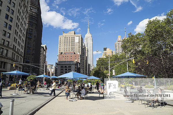 New York City Mensch Amerika Entspannung Menschen Gebäude Nordamerika Ansicht Apartment Verbindung flach Ortsteil Eisen Manhattan