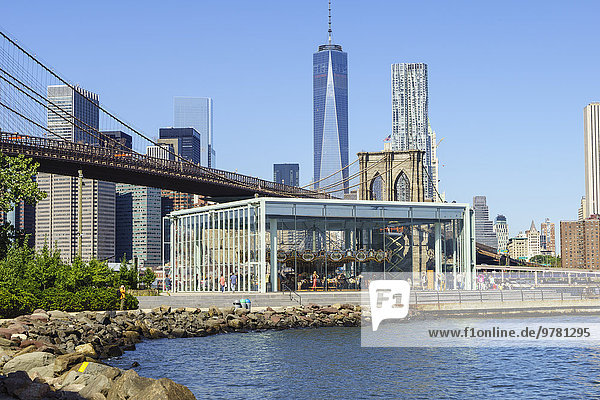 New York City Amerika Brücke Hochhaus Nordamerika 1 Verbindung Brooklyn Karussell Manhattan World Trade Center