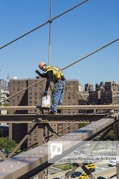 New York City Amerika Brücke Nordamerika Verbindung Arbeiter Brooklyn